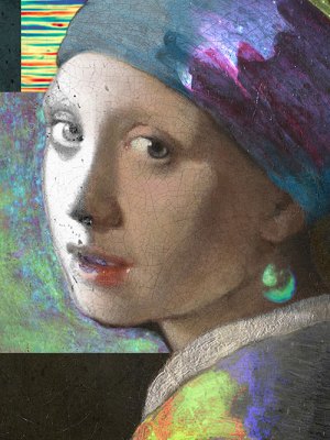 Composite image (detail) of Girl with a Pearl Earring from images made during the Girl in the Spotlight project.
