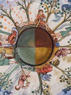 Liber Divinorum Operum (The Book of Divine Works) (detail; 13th century), Hildegarde von Bingen. By concession of the Ministry for Cultural Heritage and Activities - Lucca State Library
