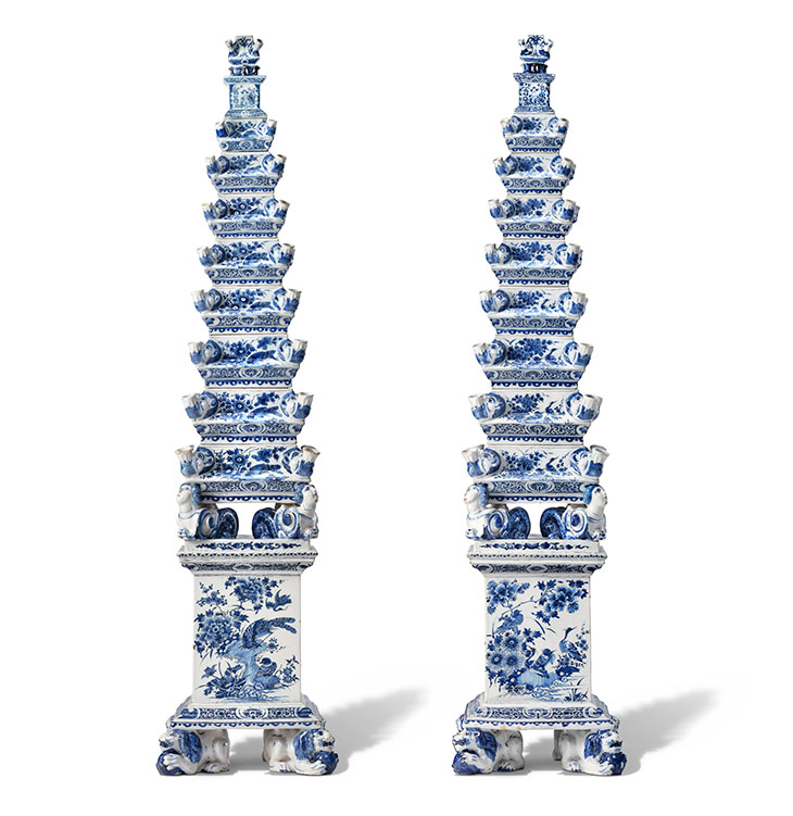 Pyramid shaped flower vases (c. 1690), Delft. Kunstmuseum den Haag.