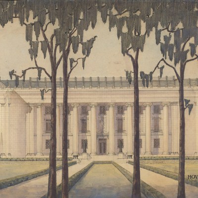 The south facade of the original building of the Museum of Fine Arts, Houston, which opened in 1924