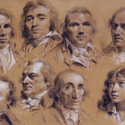 Sixteen heads of men (detail; 18th century), Louis-Léopold Boilly
