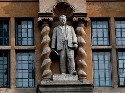 The statue of Cecil Rhodes outside Oriel College in Oxford, photographed in June 2020.