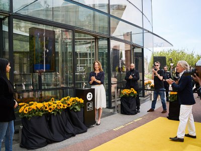 Emilie Gordenker outside the Van Gogh Museum in Amsterdam on 1 June, when the museum reopened.