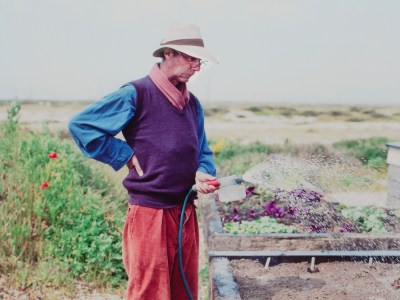 Derek Jarman at Prospect Cottage (detail; c. 1990).