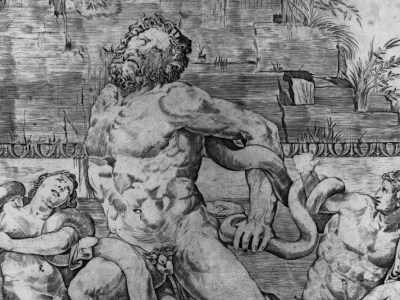 Laocoön and his sons being attacked by serpents (16th century), Marco Dente.