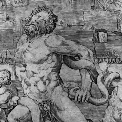 Laocoön and his sons being attacked by serpents (16th century), Marco Dente.