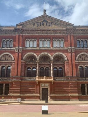 The Victoria and Albert Museum, London, with the restored balcony.