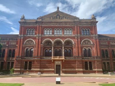 The Victoria and Albert Museum, London, with the restored balcony.