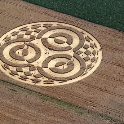 A crop circle in a cornfield near Raisting in southern Germany, in July 2014. Photo by Karl-Josef Hildenbrand/DPA/AFP via Getty Images