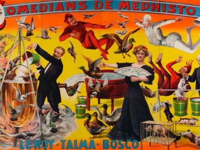 Comedians de Mephisto Co. Allied with Le Roy-Talma-Bosco (detail; 1905), Adolph Friedländer.