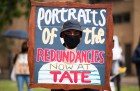 Demonstrators protest outside Tate Modern over proposed job losses on 27 July, 2020.