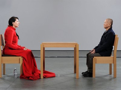 Marina Abramović performing The Artist Is Present at the Museum of Modern Art, New York, 2010.