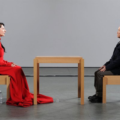 Marina Abramović performing The Artist Is Present at the Museum of Modern Art, New York, 2010.