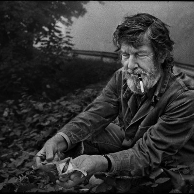 John Cage foraging in Grenoble, France, in 1971.