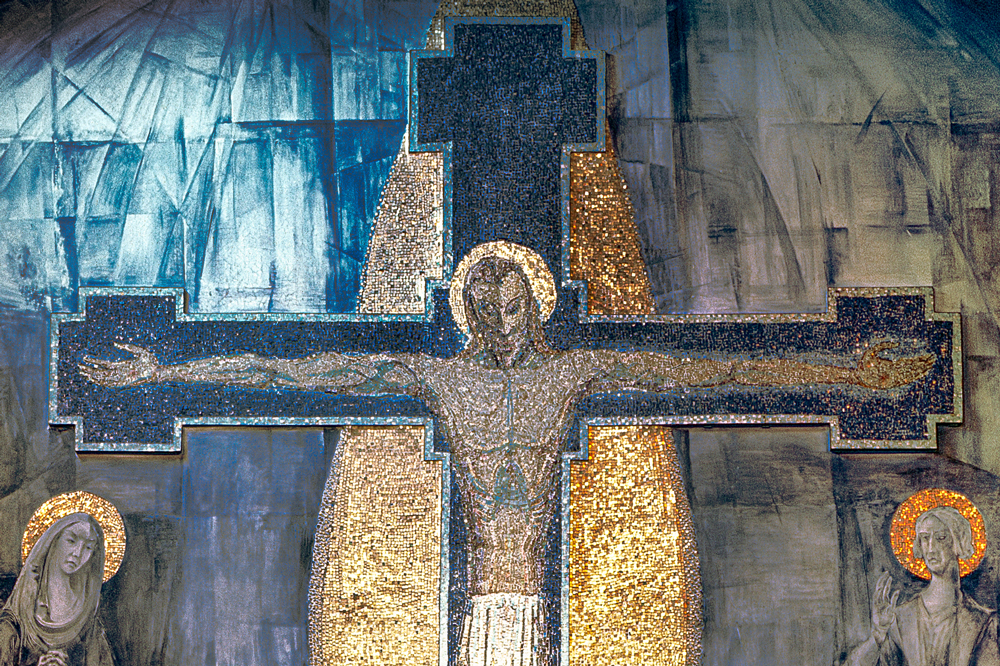 A detail of George Mayer-Marton’s mosaic and fresco before the latter was painted over.