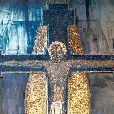 A detail of George Mayer-Marton’s mosaic and fresco before the latter was painted over.