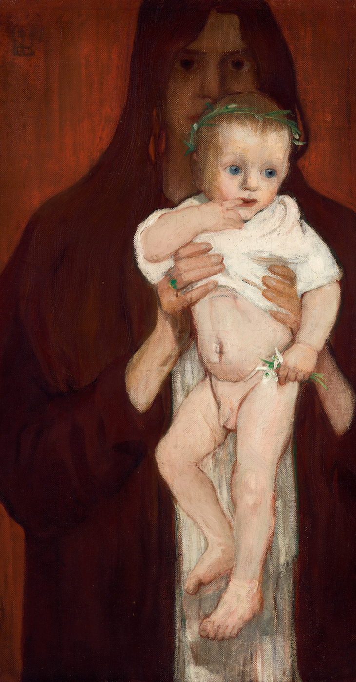 Ver Sacrum (Self-portrait with her son Peter) (1901), Elena Luksch-Makowsky.