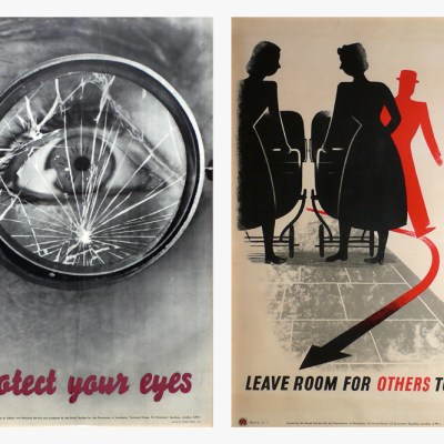 ‘Protect your Eyes’ (c. 1942) designed by Manfred Reiss and G.R. Morris (left).