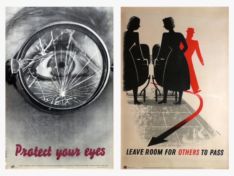 ‘Protect your Eyes’ (c. 1942) designed by Manfred Reiss and G.R. Morris (left).