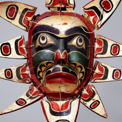 Mask (detail; c. 1910), Kwakwaka’wakw people.