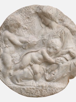 The Virgin and Child with the Infant St John , known as the Taddei Tondo (c. 1504–05), Michelangelo Buonarroti. Royal Academy of Arts, London.