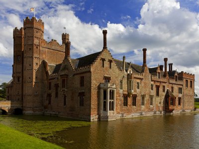 View of the gatehouse and west front of Oxburgh Hall, Norfolk.