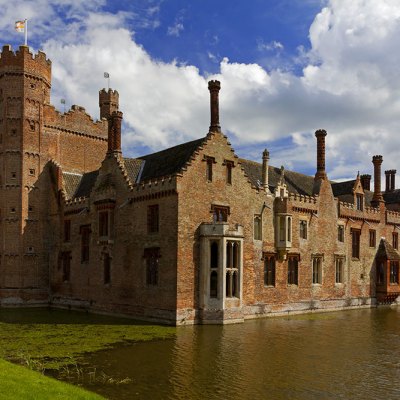 View of the gatehouse and west front of Oxburgh Hall, Norfolk.