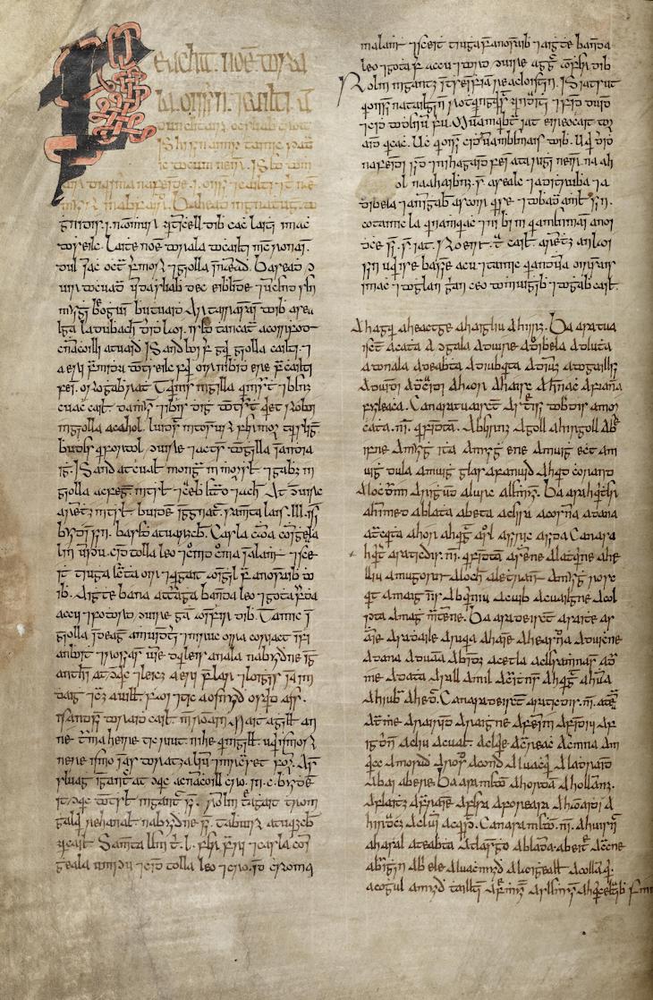 Page from Agallamh Bheag in the Book of Lismore (late 15th century), Kilbrittain.