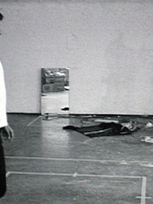Walking in an Exaggerated Manner Around the Perimeter of a Square (still detail; 1967–68), Bruce Nauman. Courtesy Electronic Arts Intermix (EAI), New York; © ARS, NY and DACS, London 2020