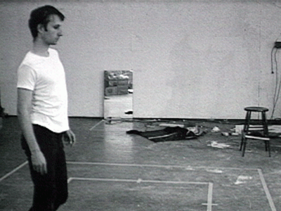 Walking in an Exaggerated Manner Around the Perimeter of a Square (still detail; 1967–68), Bruce Nauman. Courtesy Electronic Arts Intermix (EAI), New York; © ARS, NY and DACS, London 2020