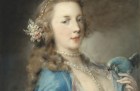 A Young Lady with a Parrot (detail; c. 1730), Rosalba Carriera.