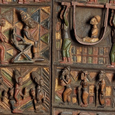 Detail of Ikere Palace door and lintel (c. 1910–14), Olowe of Ise, Yoruba peoples, Nigeria. British Museum, London