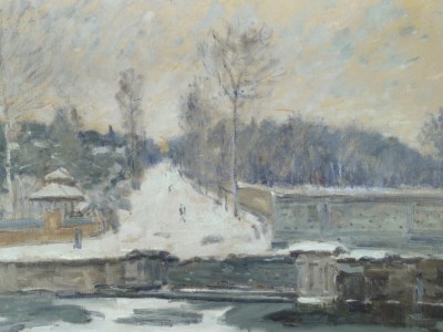 The Watering Place at Marly-le-Roi (detail; c. 1875), Alfred Sisley.