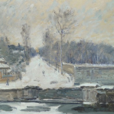 The Watering Place at Marly-le-Roi (detail; c. 1875), Alfred Sisley.
