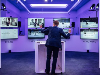 A livestreamed sale at Sotheby’s in June 2020.