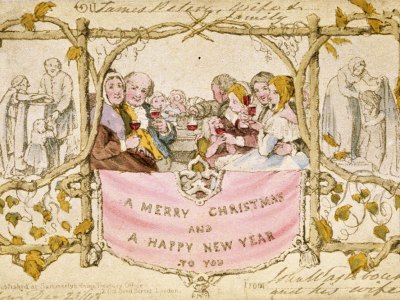 The first Christmas card, commissioned by Henry Cole and designed by John Calcott Horsley, published in 1843. Christie’s, London (estimate £5,000–£8,000)