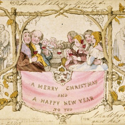 The first Christmas card, commissioned by Henry Cole and designed by John Calcott Horsley, published in 1843. Christie’s, London (estimate £5,000–£8,000)