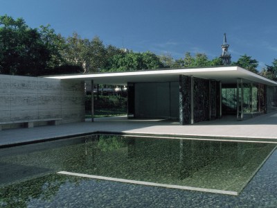 Replica of the Barcelona Pavilion designed by Ludwig Mies Van der Rohe and Lilly Reich for the International Exposition of 1929 and rebuilt in 1983.