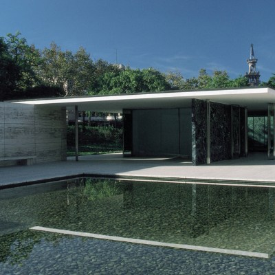 Replica of the Barcelona Pavilion designed by Ludwig Mies Van der Rohe and Lilly Reich for the International Exposition of 1929 and rebuilt in 1983.