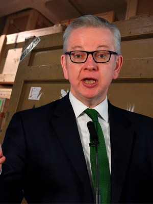 Michael Gove: Leon Neal/Getty Images; Background: Peter Macdiarmid/Getty Images for Barbican Art Gallery