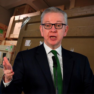 Michael Gove: Leon Neal/Getty Images; Background: Peter Macdiarmid/Getty Images for Barbican Art Gallery
