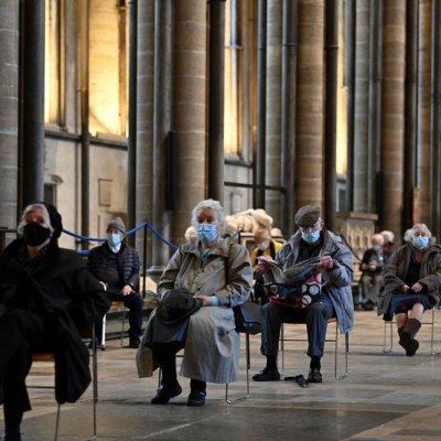 Gothic revival? The vaccine queue at Salisbury Cathedral