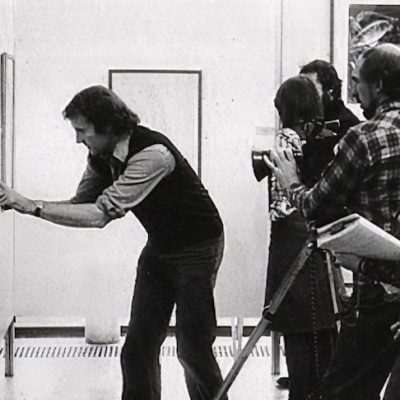 Mike Dibb selecting an image for Seeing Through Drawing (1976).
