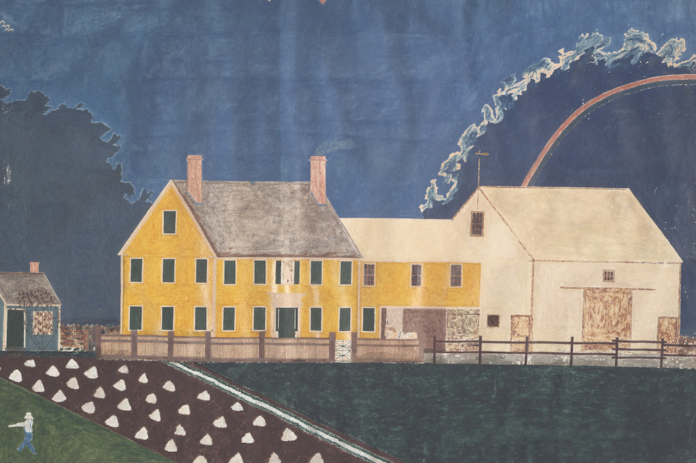 Farmstead in Passing Storm (detail; 1849), unidentified artist.
