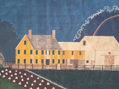 Farmstead in Passing Storm (detail; 1849), unidentified artist.