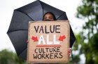Gloomy forecast: at a protest against job cuts in the culture sector in summer 2020.