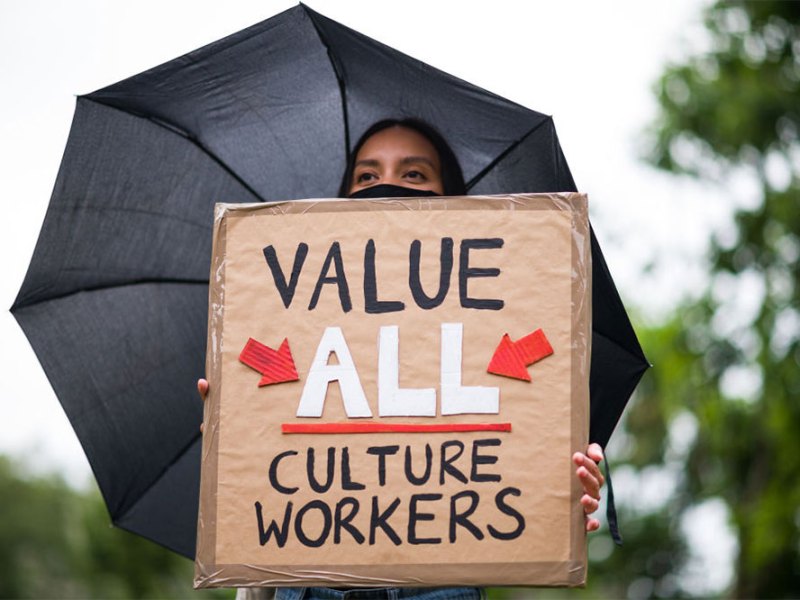 Gloomy forecast: at a protest against job cuts in the culture sector in summer 2020.