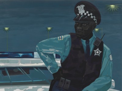 Untitled (policeman) (detail; 2015), Kerry James Marshall.