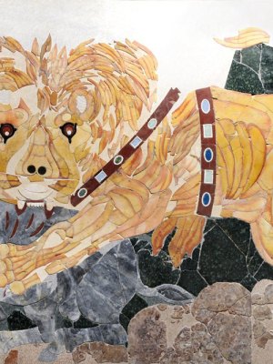 Wall panel in opus sectile (c. 394), from a Roman house outside the Porta Marina, Ostia. Museo dell’Alto Medioevo, Rome