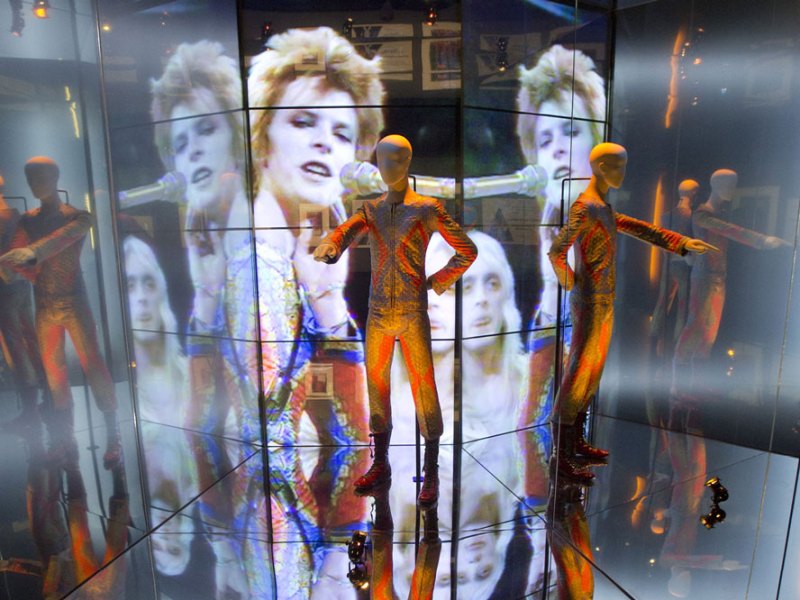 Installation view of ‘David Bowie Is’ at the Victoria and Albert Museum, London, in 2013.